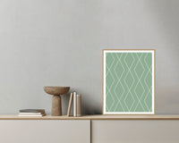 Faded Fern Geometric Art Print – Fine Art Giclée Digital Download — Grey wall with bowl