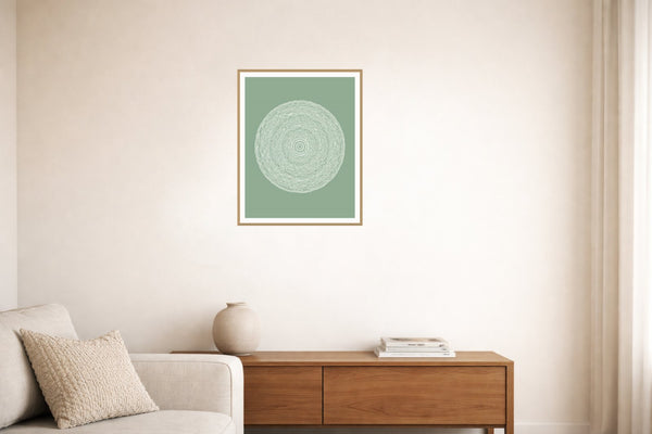 Faded Fern Geometric Wall Art Print – Signed Limited Edition Giclée | Modern Gallery Decor — Living room lifestyle
