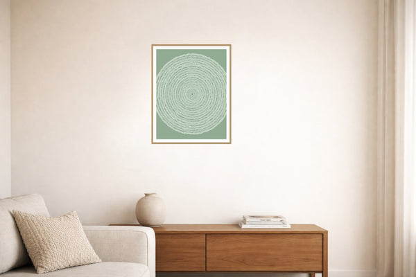 Faded Fern Geometric Wall Art Print – Signed Limited Edition Giclée | Modern Gallery Decor — Living room lifestyle