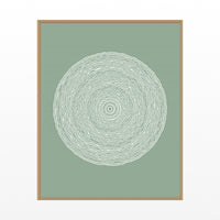 Faded Fern Geometric Wall Art Print – Signed Limited Edition Giclée | Modern Gallery Decor — Floating natural frame