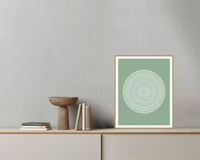 Faded Fern Geometric Wall Art Print – Signed Limited Edition Giclée | Modern Gallery Decor — Grey wall with bowl