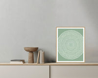 Faded Fern Geometric Wall Art Print – Signed Limited Edition Giclée | Modern Gallery Decor — Grey wall with bowl