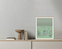 Faded Fern Gradient Sky Art Print – Fine Art Giclée Digital Download | Signed 50-Edition — Grey wall with bowl