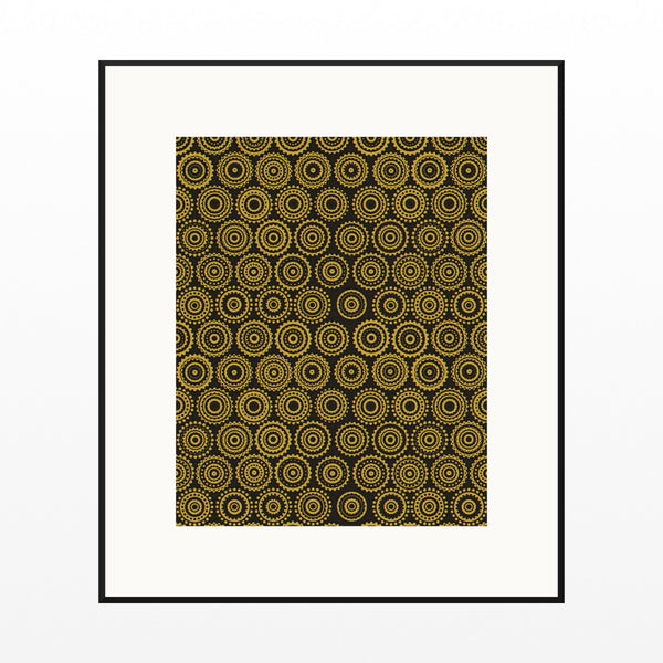 Gold Leaf Ankara Art Print – Fine Art Giclée Digital Download | Signed 50-Edition — Black gallery mat