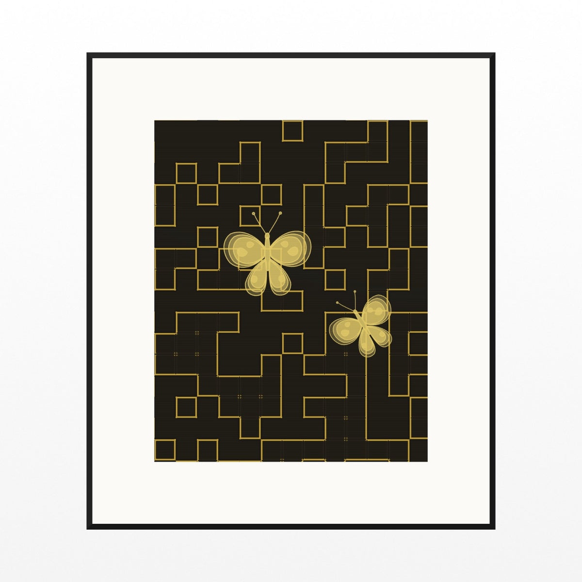 Gold Leaf Butterfly Printable Wall Art – Limited Edition Giclée Art Print | Instant Digital Download — Black gallery mat