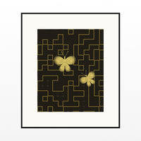 Gold Leaf Butterfly Printable Wall Art – Limited Edition Giclée Art Print | Instant Digital Download — Black gallery mat