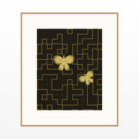 Gold Leaf Butterfly Printable Wall Art – Limited Edition Giclée Art Print | Instant Digital Download — Natural gallery mat