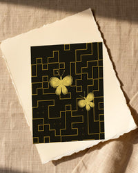 Gold Leaf Butterfly Printable Wall Art – Limited Edition Giclée Art Print | Instant Digital Download — Paper/edge detail