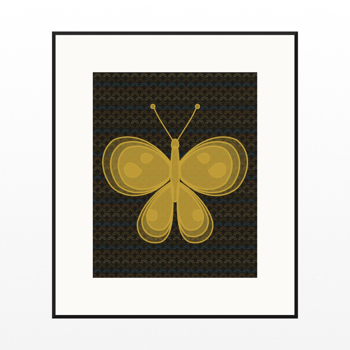 Gold Leaf Butterfly Wall Art Print – Signed Limited Edition Giclée | Modern Gallery Decor — Black gallery mat