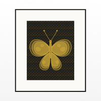 Gold Leaf Butterfly Wall Art Print – Signed Limited Edition Giclée | Modern Gallery Decor — Black gallery mat