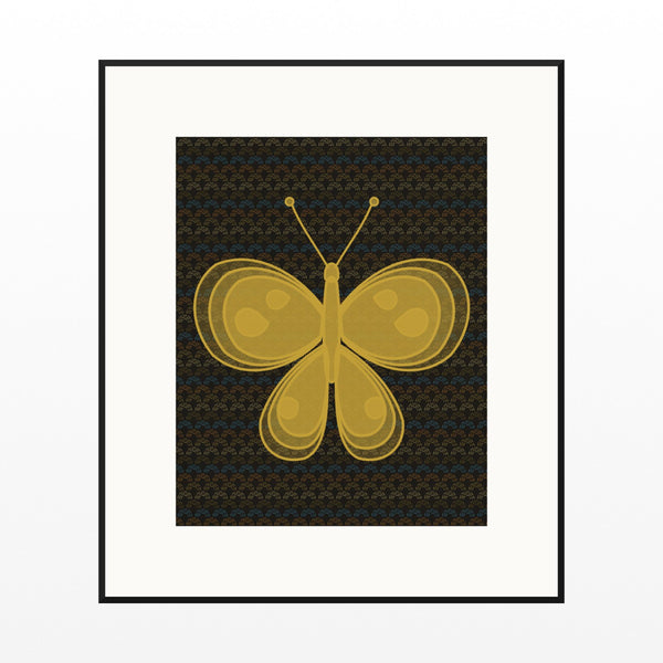 Gold Leaf Butterfly Wall Art Print – Signed Limited Edition Giclée | Modern Gallery Decor — Black gallery mat