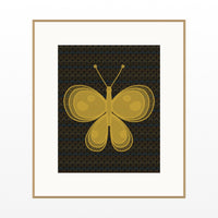 Gold Leaf Butterfly Wall Art Print – Signed Limited Edition Giclée | Modern Gallery Decor — Natural gallery mat