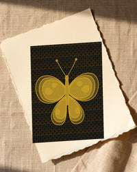 Gold Leaf Butterfly Wall Art Print – Signed Limited Edition Giclée | Modern Gallery Decor — Paper/edge detail
