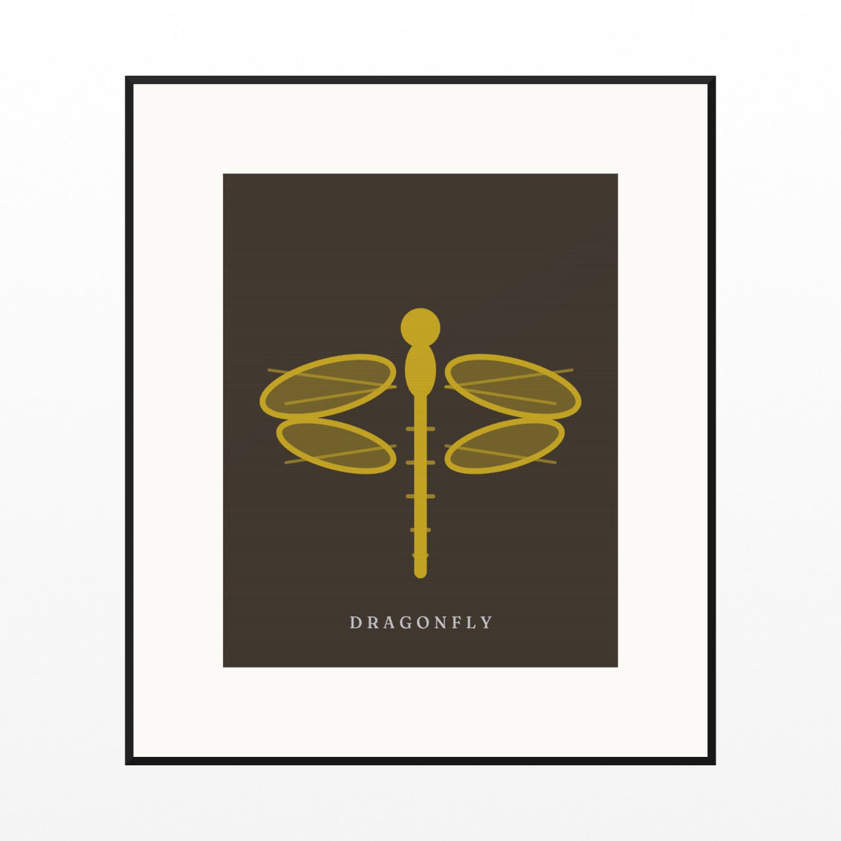 Gold Leaf Dragonfly Art Print – Fine Art Giclée Digital Download | Signed 50-Edition — Black gallery mat