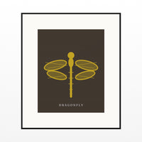 Gold Leaf Dragonfly Art Print – Fine Art Giclée Digital Download | Signed 50-Edition — Black gallery mat