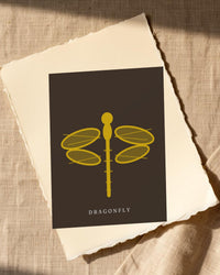 Gold Leaf Dragonfly Art Print – Fine Art Giclée Digital Download | Signed 50-Edition — Paper/edge detail