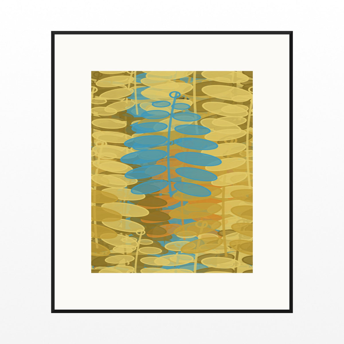Gold Leaf Fern Wall Art Print – Signed Limited Edition Giclée | Modern Gallery Decor — Black gallery mat
