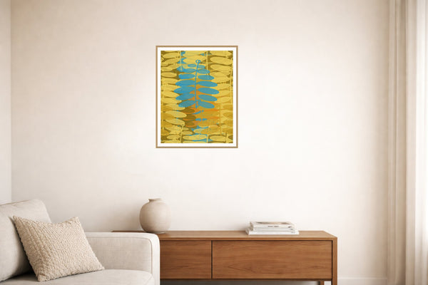 Gold Leaf Fern Wall Art Print – Signed Limited Edition Giclée | Modern Gallery Decor — Living room lifestyle