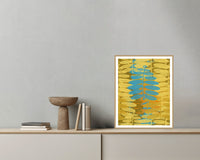 Gold Leaf Fern Wall Art Print – Signed Limited Edition Giclée | Modern Gallery Decor — Grey wall with bowl