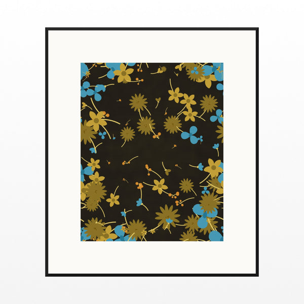 Gold Leaf Floral Wall Art Print – Signed Limited Edition Giclée | Modern Gallery Decor — Black gallery mat