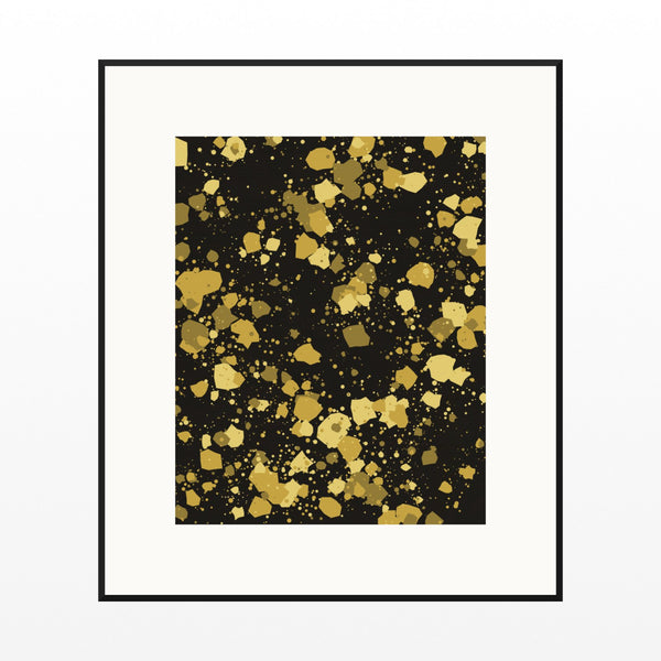 Gold Leaf Paint Splatter Wall Art Print – Signed Limited Edition Giclée | Modern Gallery Decor — Black gallery mat
