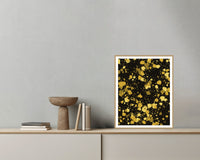 Gold Leaf Paint Splatter Wall Art Print – Signed Limited Edition Giclée | Modern Gallery Decor — Grey wall with bowl