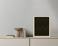 Gold Leaf Retro 70s Wall Art Print  — Grey wall with bowl