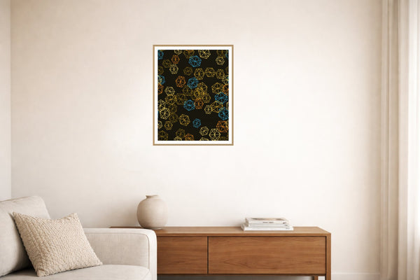Gold Leaf Trellis Wall Art Print – Signed Limited Edition Giclée | Modern Gallery Decor — Living room lifestyle