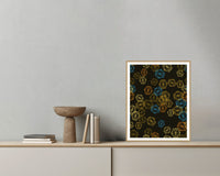 Gold Leaf Trellis Wall Art Print – Signed Limited Edition Giclée | Modern Gallery Decor — Grey wall with bowl