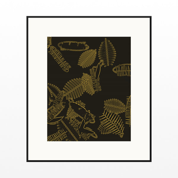 Gold Leaf Tropical – Signed 50-Edition Giclée Print for Gallery Walls — Black gallery mat