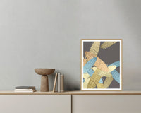 Gold Leaf Tropical Wall Art Print – Signed Limited Edition Giclée | Modern Gallery Decor — Grey wall with bowl