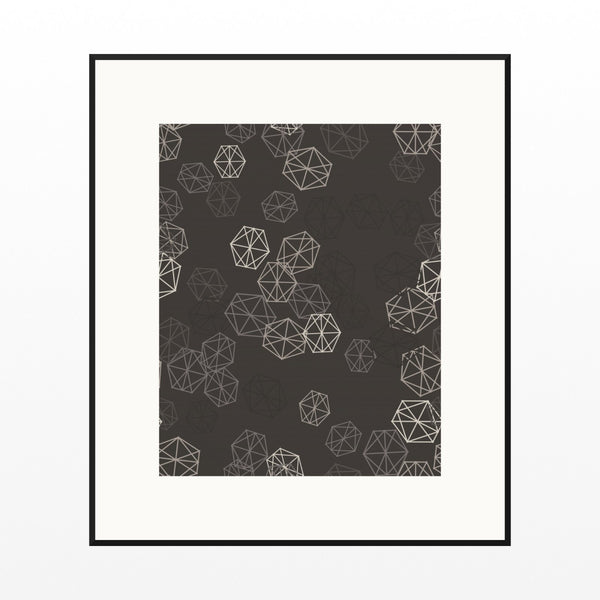 Grisaille Warm Trellis Wall Art Print – Signed Limited Edition Giclée | Modern Gallery Decor — Black gallery mat