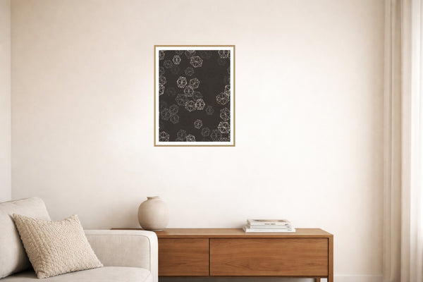 Grisaille Warm Trellis Wall Art Print – Signed Limited Edition Giclée | Modern Gallery Decor — Living room lifestyle