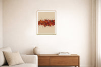 Ikat Crimson Paint Splatter Wall Art Print – Signed Limited Edition Giclée | Modern Gallery Decor — Living room lifestyle
