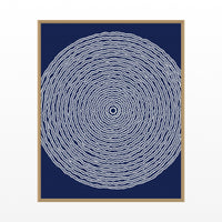 Indigo Geometric Wall Art Print – Signed Limited Edition Giclée | Modern Gallery Decor — Floating natural frame