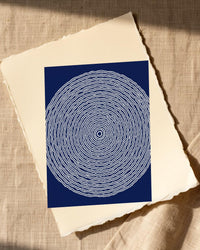 Indigo Geometric Wall Art Print – Signed Limited Edition Giclée | Modern Gallery Decor — Paper/edge detail