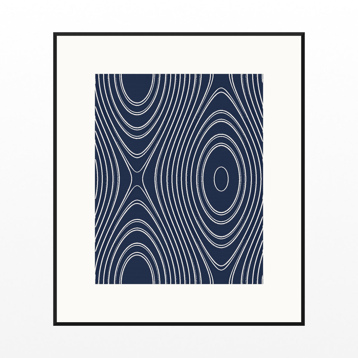 Indigo Marble Swirl Art Print – Fine Art Giclée Digital Download | Signed 50-Edition — Black gallery mat