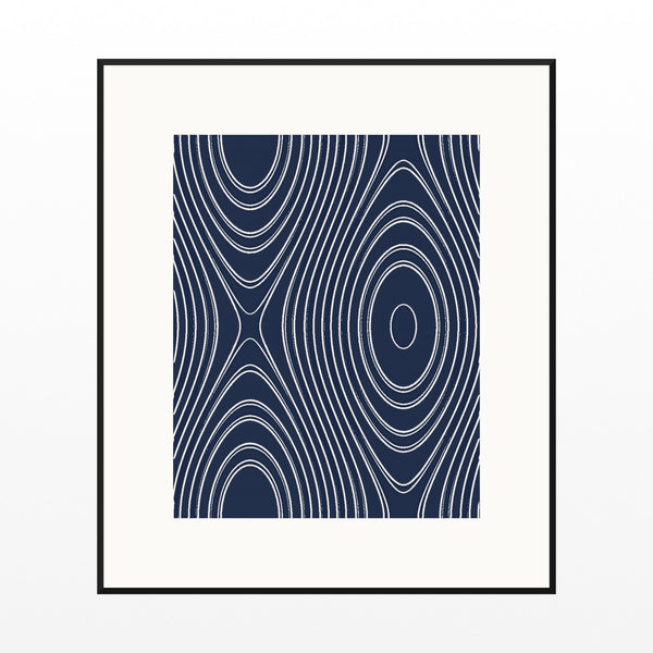Indigo Marble Swirl Art Print – Fine Art Giclée Digital Download | Signed 50-Edition — Black gallery mat