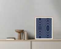 Indigo Marble Swirl Art Print – Fine Art Giclée Digital Download | Signed 50-Edition — Grey wall with bowl