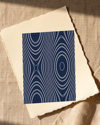 Indigo Marble Swirl Art Print – Fine Art Giclée Digital Download | Signed 50-Edition — Paper/edge detail