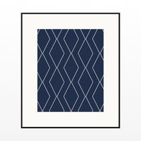 Indigo Ochre Geometric Art Print – Fine Art Giclée Digital Download | Signed 50-Edition — Black gallery mat