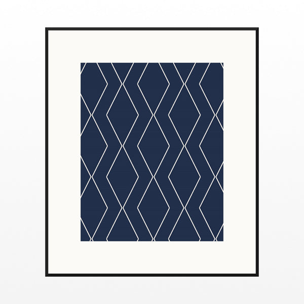 Indigo Ochre Geometric Art Print – Fine Art Giclée Digital Download | Signed 50-Edition — Black gallery mat