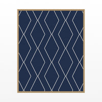 Indigo Ochre Geometric Art Print – Fine Art Giclée Digital Download | Signed 50-Edition — Floating natural frame