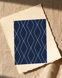 Indigo Ochre Geometric Art Print – Fine Art Giclée Digital Download | Signed 50-Edition — Paper/edge detail