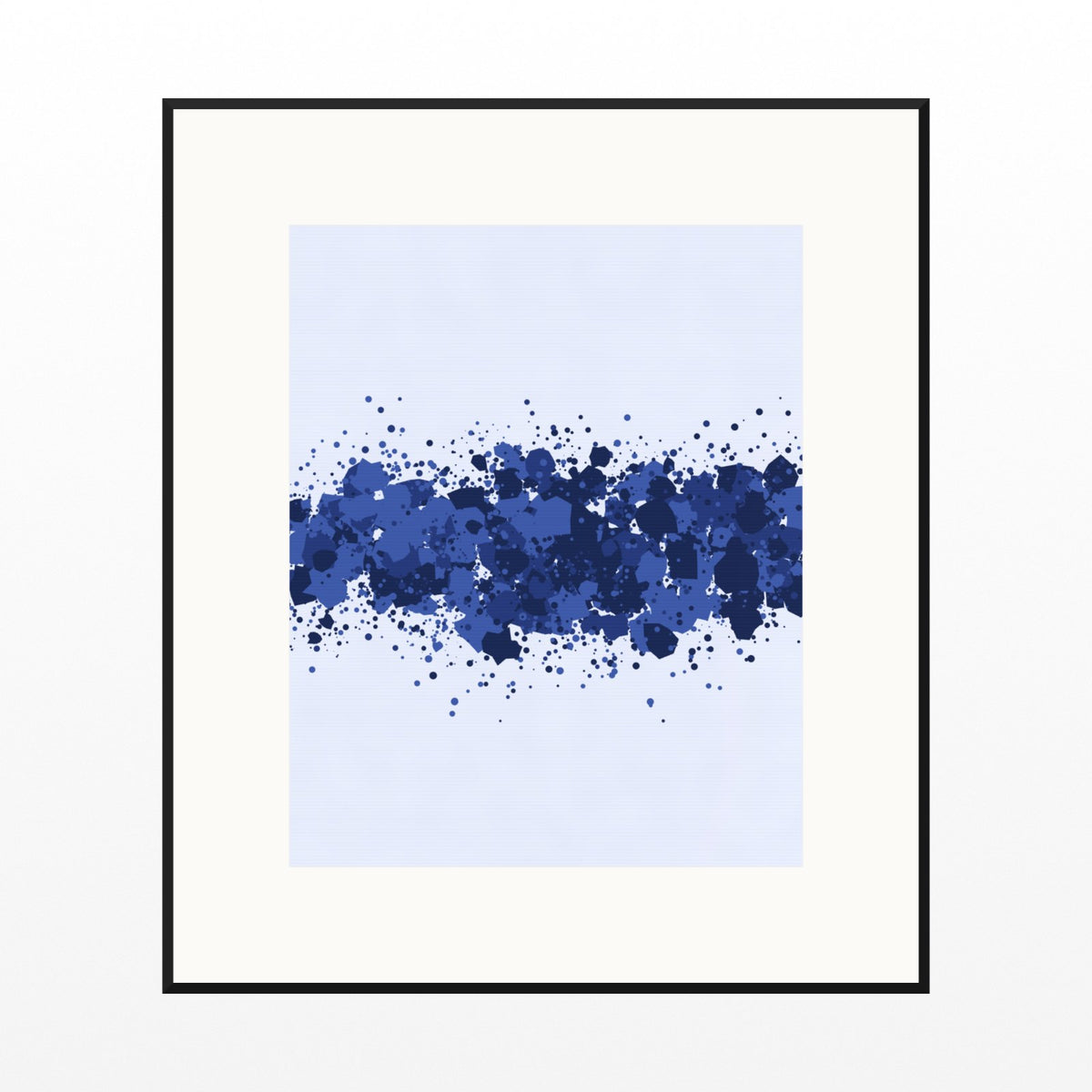 Indigo Paint Splatter Wall Art Print – Signed Limited Edition Giclée | Modern Gallery Decor — Black gallery mat