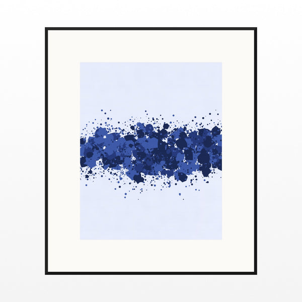 Indigo Paint Splatter Wall Art Print – Signed Limited Edition Giclée | Modern Gallery Decor — Black gallery mat