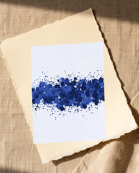 Indigo Paint Splatter Wall Art Print – Signed Limited Edition Giclée | Modern Gallery Decor — Paper/edge detail