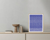 Indigo Tie-dye – Limited Edition Tie-dye Art Print — Grey wall with bowl
