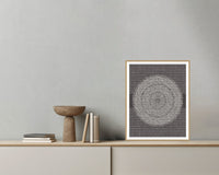 Ink & Ultramarine Linear Wall Art Print – Signed Limited Edition Giclée | Modern Gallery Decor — Grey wall with bowl