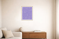 Lavender & Sage Adire – Signed 50-Edition Giclée Print for Gallery Walls — Living room lifestyle